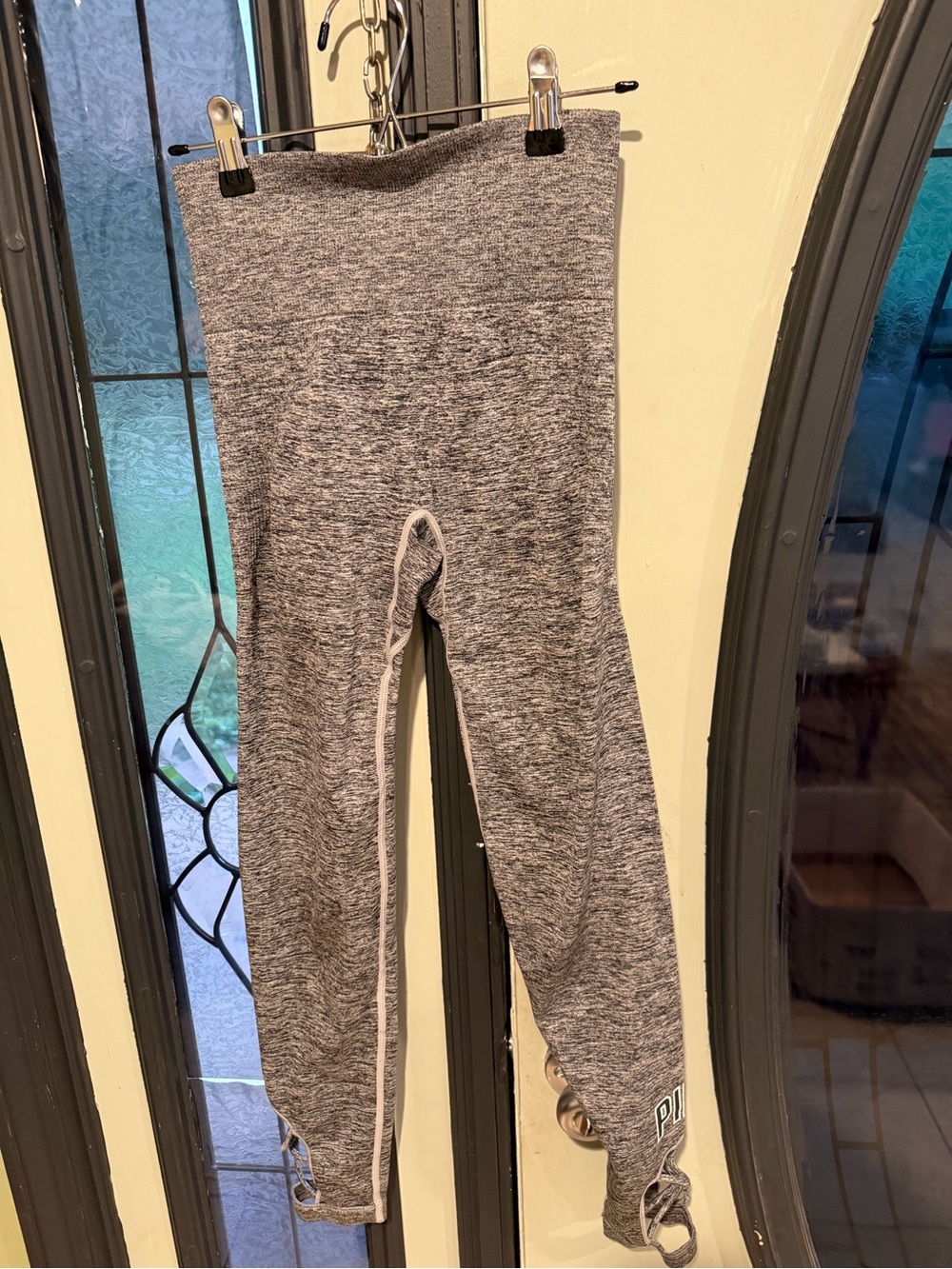 PINK Victoria's Secret Heather Gray High-Waist Leggings with Ankle Ties